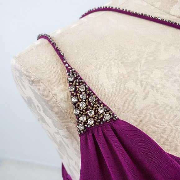 Vintage Y2K XS One Shoulder Maxi Dress Purple ASIS - Picture 2 of 13